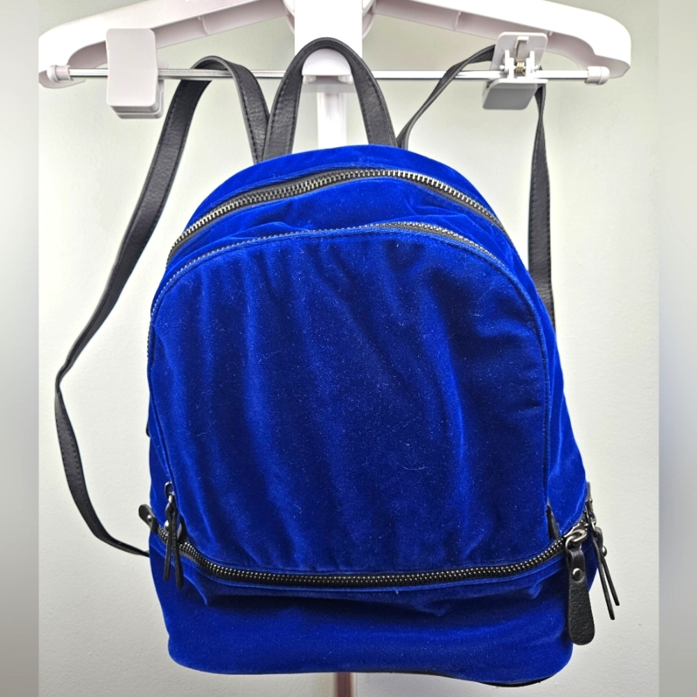 Design Lab Blue Velvet Velour Backpack